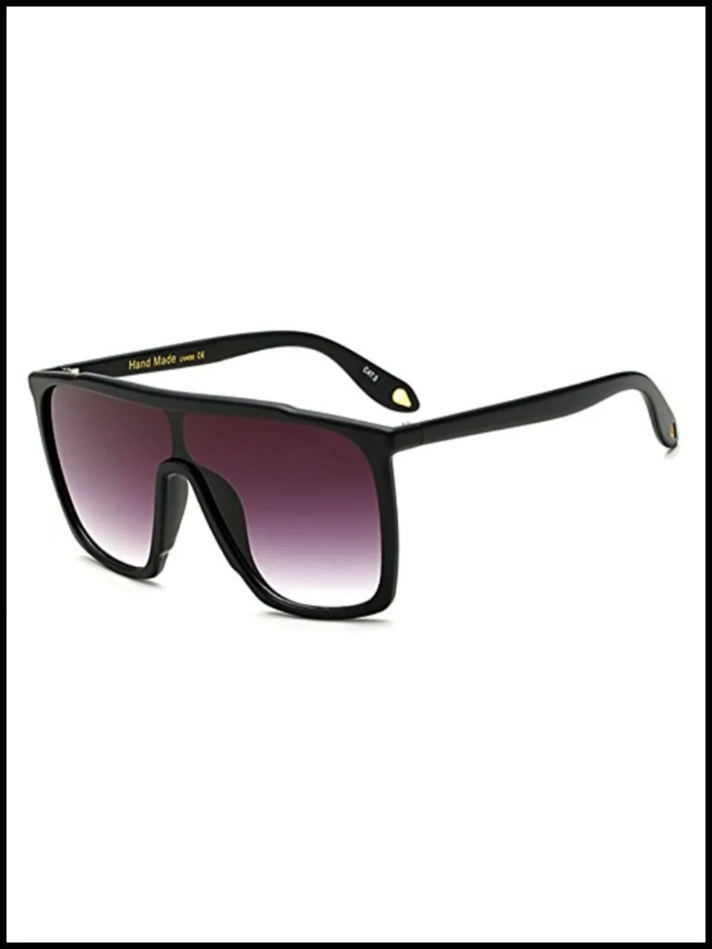 Oversized 70s Retro Flat Top Square Shield Sunglasses UV400